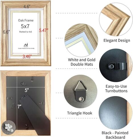 18x24 Picture Frame Matted to 16x20 - Thickened and Widened, Mortise & Tenon, USA Natural Oak Wood with Clear Plexiglass, Tabletop or Wall Mount Display Includes Wall Kit, Black Color, 1 Pack in Saudi Arabia