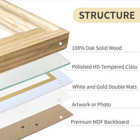 18x24 Picture Frame Matted to 16x20 - Thickened and Widened, Mortise & Tenon, USA Natural Oak Wood with Clear Plexiglass, Tabletop or Wall Mount Display Includes Wall Kit, Black Color, 1 Pack in Saudi Arabia