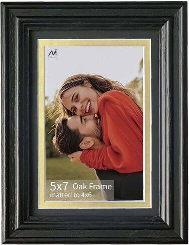 18x24 Picture Frame Matted to 16x20 - Thickened and Widened, Mortise & Tenon, USA Natural Oak Wood with Clear Plexiglass, Tabletop or Wall Mount Display Includes Wall Kit, Black Color, 1 Pack in Saudi Arabia
