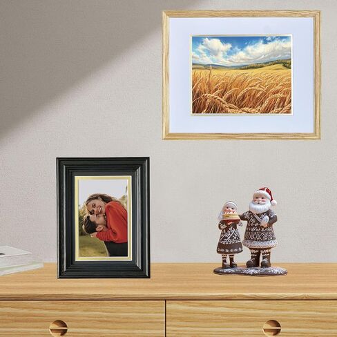 18x24 Picture Frame Matted to 16x20 - Thickened and Widened, Mortise & Tenon, USA Natural Oak Wood with Clear Plexiglass, Tabletop or Wall Mount Display Includes Wall Kit, Black Color, 1 Pack in Saudi Arabia
