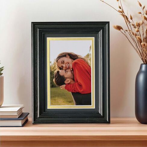 18x24 Picture Frame Matted to 16x20 - Thickened and Widened, Mortise & Tenon, USA Natural Oak Wood with Clear Plexiglass, Tabletop or Wall Mount Display Includes Wall Kit, Black Color, 1 Pack in Saudi Arabia