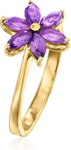 Ross-Simons 0.70 ct. t.w. Amethyst Flower Ring in 18kt Gold Over Sterling in Saudi Arabia