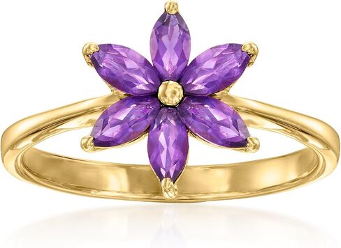 Ross-Simons 0.70 ct. t.w. Amethyst Flower Ring in 18kt Gold Over Sterling in Saudi Arabia