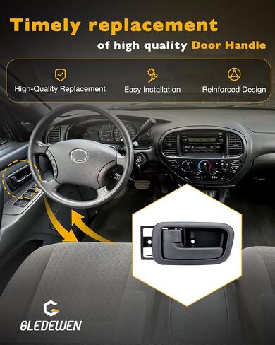 Gledewen Interior Door Handles W/Bezel (Pair), Compatible with 2000-2006 Toyota Tundra, Dark Gray, Front Left Driver & Right Passenger | 692050C010B1,692060C010B1 Inside Handle Door Part in Saudi Arabia