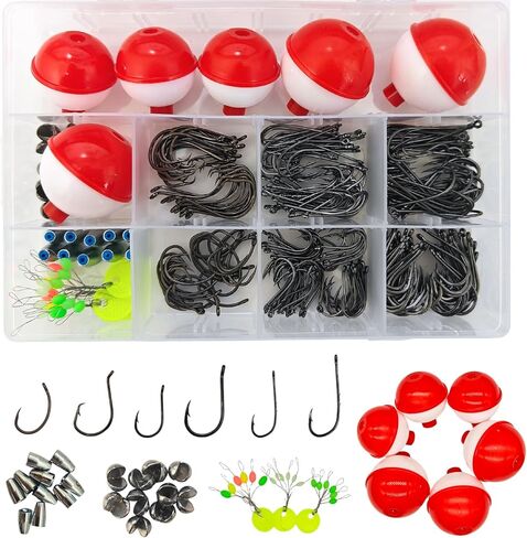 295pcs Fishing Tackle Kit, Including Fishing Hooks, Bobbers for Fishing, Circle Hooks, Fishing Kit for Freshwater Saltwater Fishing in Saudi Arabia