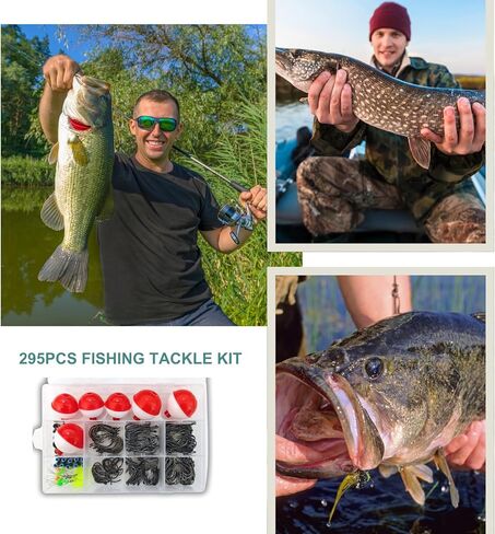 295pcs Fishing Tackle Kit, Including Fishing Hooks, Bobbers for Fishing, Circle Hooks, Fishing Kit for Freshwater Saltwater Fishing in Saudi Arabia