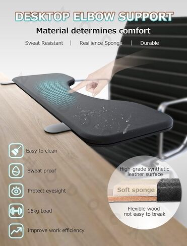 NODOCA Arm Rest for Desk, Ergonomics Wrist Rest, Desk Extender, Soft Sponge Built-in, Comfortable Arm Support for Desk, Foldable Elbow Rest for Desk, Home, Office(1pcs) in Kuwait
