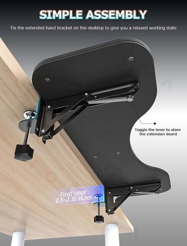 NODOCA Arm Rest for Desk, Ergonomics Wrist Rest, Desk Extender, Soft Sponge Built-in, Comfortable Arm Support for Desk, Foldable Elbow Rest for Desk, Home, Office(1pcs) in Kuwait