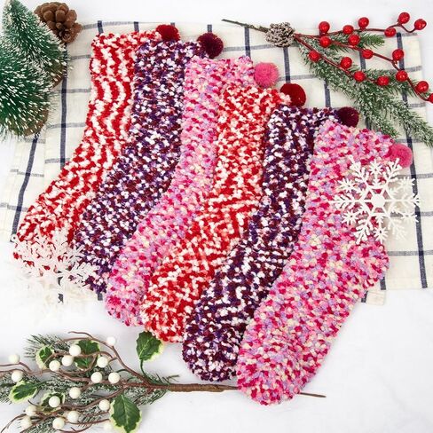 YSense 3 Pairs DIY Gift Socks for Women Girl Fuzzy Fluffy Socks Winter Slipper Socks With Gift Boxes Cupcake in Kuwait