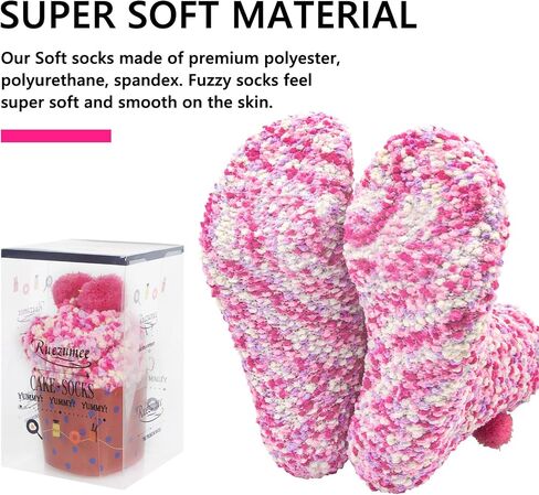 YSense 3 Pairs DIY Gift Socks for Women Girl Fuzzy Fluffy Socks Winter Slipper Socks With Gift Boxes Cupcake in Kuwait