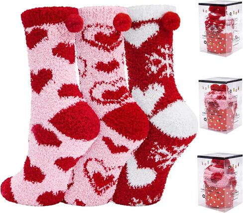 YSense 3 Pairs DIY Gift Socks for Women Girl Fuzzy Fluffy Socks Winter Slipper Socks With Gift Boxes Cupcake in Kuwait