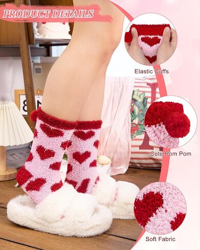 YSense 3 Pairs DIY Gift Socks for Women Girl Fuzzy Fluffy Socks Winter Slipper Socks With Gift Boxes Cupcake in Kuwait
