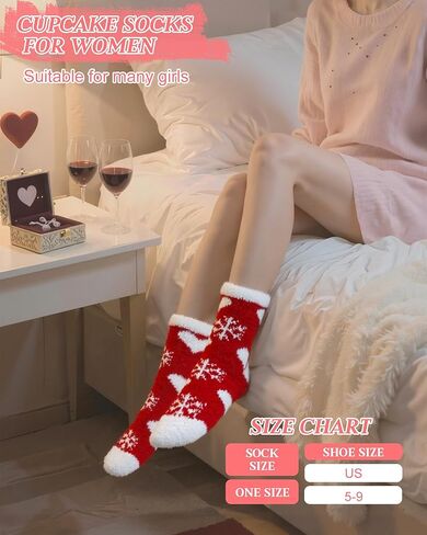 YSense 3 Pairs DIY Gift Socks for Women Girl Fuzzy Fluffy Socks Winter Slipper Socks With Gift Boxes Cupcake in Kuwait
