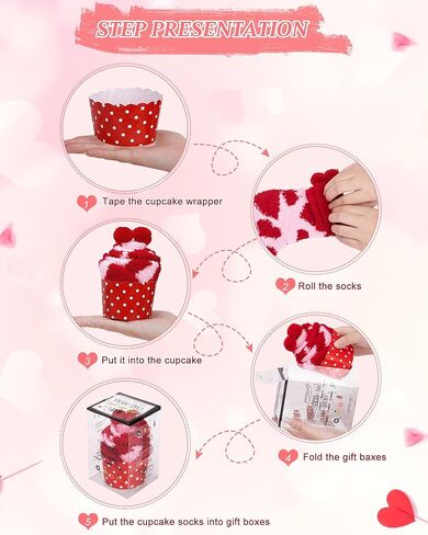 YSense 3 Pairs DIY Gift Socks for Women Girl Fuzzy Fluffy Socks Winter Slipper Socks With Gift Boxes Cupcake in Kuwait