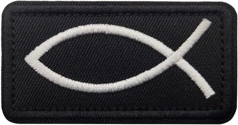 Jesus Fish Patch Christian Fish Patch Ichthys Patch Embroidered Tactical Morale Patches Applique Fastener Hook and Loop(ArmyGreen) in Saudi Arabia