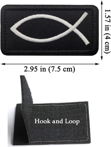 Jesus Fish Patch Christian Fish Patch Ichthys Patch Embroidered Tactical Morale Patches Applique Fastener Hook and Loop(ArmyGreen) in Saudi Arabia