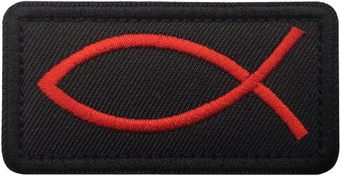 Jesus Fish Patch Christian Fish Patch Ichthys Patch Embroidered Tactical Morale Patches Applique Fastener Hook and Loop(ArmyGreen) in Saudi Arabia