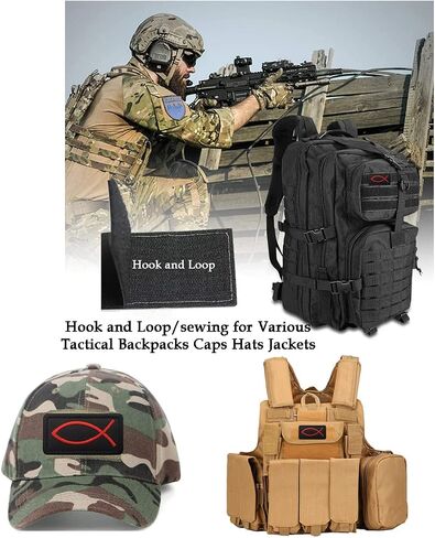 Jesus Fish Patch Christian Fish Patch Ichthys Patch Embroidered Tactical Morale Patches Applique Fastener Hook and Loop(ArmyGreen) in Saudi Arabia