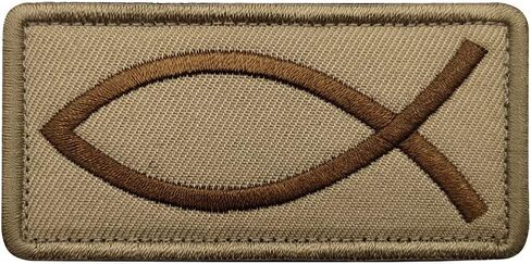 Jesus Fish Patch Christian Fish Patch Ichthys Patch Embroidered Tactical Morale Patches Applique Fastener Hook and Loop(ArmyGreen) in Saudi Arabia