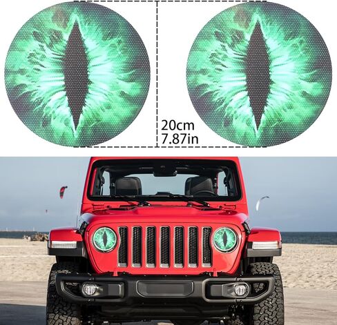 Beast Eyes Headlight Decals, 3D Round Stickers and Decals for Jeep Wrangler, Stereo Eyes Headlight Decal Stickers (Green) in Kuwait