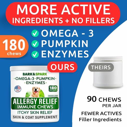BARK&SPARK Omega 3 for Dogs - 150 Fish Oil Treats for Dogs - Skin and Coat Supplement - EPA & DHA Fatty Acids - Canine Salmon Oil - Pollock in Saudi Arabia