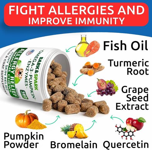BARK&SPARK Omega 3 for Dogs - 150 Fish Oil Treats for Dogs - Skin and Coat Supplement - EPA & DHA Fatty Acids - Canine Salmon Oil - Pollock in Saudi Arabia