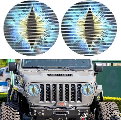 Beast Eyes Headlight Decals, 3D Round Stickers and Decals for Jeep Wrangler, Stereo Eyes Headlight Decal Stickers (Green) in Kuwait