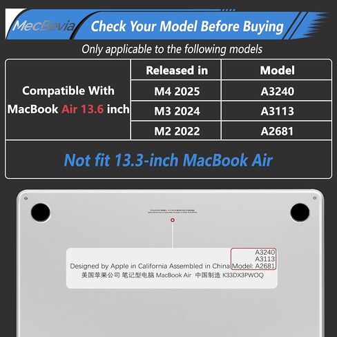 Compatible with MacBook Air 13.6 inch Case, M4 A3240/M3 A3113/M2 A2681 (Released 2025 to 2022), Hard Shell, Keyboard Cover, Screen Protector, Webcam Cover & Type-C Adapter, Sparkly Pink in Kuwait