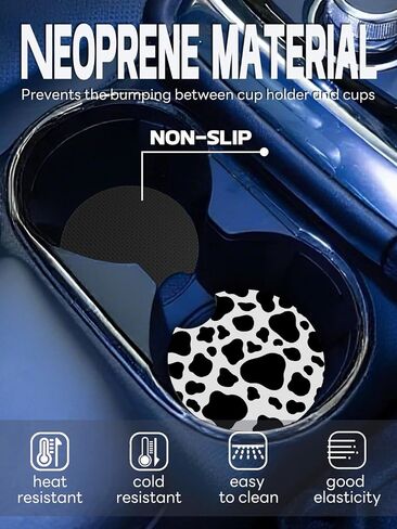 WOCOCN Cup Holder Coasters for Car,2.75inch Anti Slip and Absorbent,Cute Accessory Decor for Car Cup Holder,Pack of 2(Cow) in Kuwait