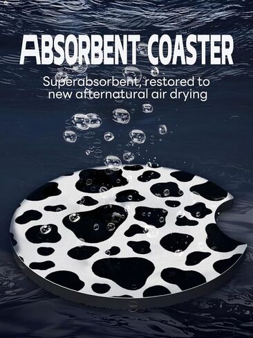 WOCOCN Cup Holder Coasters for Car,2.75inch Anti Slip and Absorbent,Cute Accessory Decor for Car Cup Holder,Pack of 2(Cow) in Kuwait