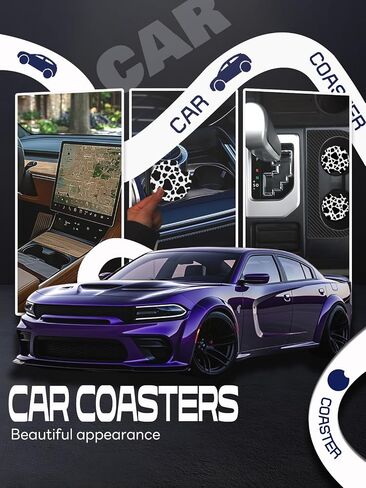 WOCOCN Cup Holder Coasters for Car,2.75inch Anti Slip and Absorbent,Cute Accessory Decor for Car Cup Holder,Pack of 2(Cow) in Kuwait