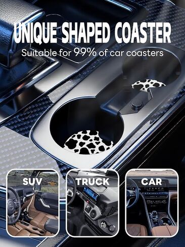 WOCOCN Cup Holder Coasters for Car,2.75inch Anti Slip and Absorbent,Cute Accessory Decor for Car Cup Holder,Pack of 2(Cow) in Kuwait
