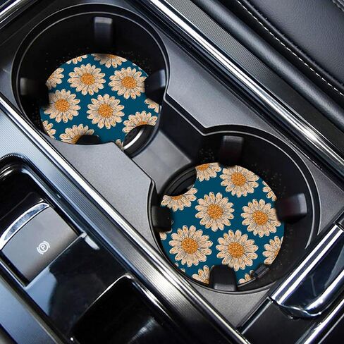 WOCOCN Cup Holder Coasters for Car,2.75inch Anti Slip and Absorbent,Cute Accessory Decor for Car Cup Holder,Pack of 2(Cow) in Kuwait
