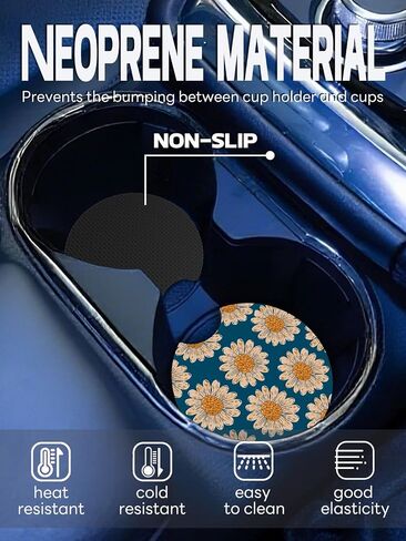 WOCOCN Cup Holder Coasters for Car,2.75inch Anti Slip and Absorbent,Cute Accessory Decor for Car Cup Holder,Pack of 2(Cow) in Kuwait