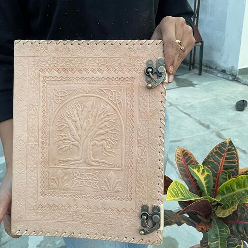 Personalised Leather Ring Binder, Tree Of Life Grimoire Binder,Customized Leather Binder, Personalized Leather Portfolio Men, 8.5 X 11 Inches Size Document Holder, Brown in Saudi Arabia