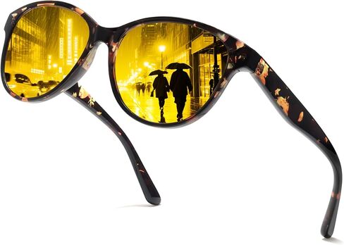 Chicid Night Vision Driving Glasses for Women, Polarized Anti-Glare Yellow Lens for Nighttime Rainy Foggy in Kuwait