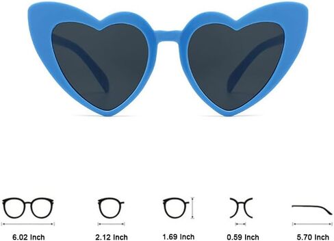 Ridering Women Fashion Goggle Heart Sunglasses Vintage Love Heart Shaped Sunglasses Cat Eye Mod Style Style Retro Glasses in Saudi Arabia