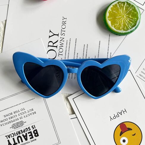 Ridering Women Fashion Goggle Heart Sunglasses Vintage Love Heart Shaped Sunglasses Cat Eye Mod Style Style Retro Glasses in Saudi Arabia
