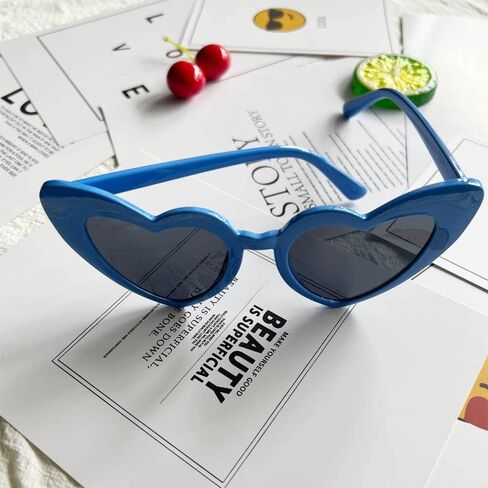 Ridering Women Fashion Goggle Heart Sunglasses Vintage Love Heart Shaped Sunglasses Cat Eye Mod Style Style Retro Glasses in Saudi Arabia