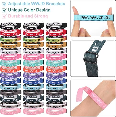 45PCS WWJD Bracelet Pack for Women Men, Christian Jesus Wristbands Gifts, W.W.J.D Adjustable Bracelets What Would Jesus Do Bracelet in Saudi Arabia