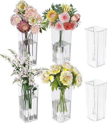 6 PCS أكريليك مزهرية زهرة واضحة ، مزهرية زهرة طويلة المقاومة ، محور ديكور للمنزل ، حفل زفاف in Kuwait