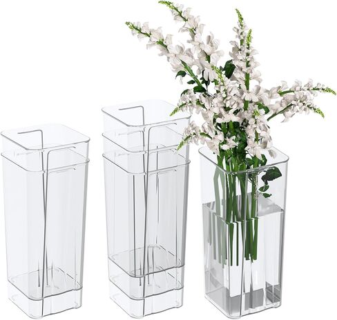 6 PCS أكريليك مزهرية زهرة واضحة ، مزهرية زهرة طويلة المقاومة ، محور ديكور للمنزل ، حفل زفاف in Kuwait