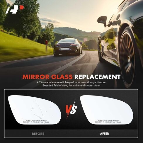 A-Premium Right Passenger Side Heated Mirror Glass with Backing Plate - Compatible with Mercedes-Benz C300, C400, C43 AMG, C450 AMG, C63 AMG, GLC43 AMG, GLC63 AMG - Exterior Side View Convex Mirror in Saudi Arabia
