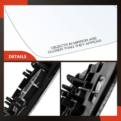 A-Premium Right Passenger Side Heated Mirror Glass with Backing Plate - Compatible with Mercedes-Benz C300, C400, C43 AMG, C450 AMG, C63 AMG, GLC43 AMG, GLC63 AMG - Exterior Side View Convex Mirror in Saudi Arabia
