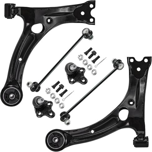 Detroit Axle - طقم ذراع التحكم في النهاية الأمامية لعام 2003-2008 Toyota Corolla ، 2 أذرع التحكم السفلية ، 2 مفاصل الكرة السفلية ، 2 روابط شريط التأثير 2004 2005 2006 2007 in Saudi Arabia