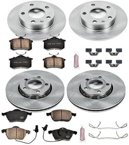 PowerStop Brake Kit For A4 2002-2004, 2006, A4-Quattro 2002-2005 [Model Specific] - Autospecialty Front and Rear OE Disc Rotors & Ceramic Brake Pads Replacement, KOE2741 in Saudi Arabia