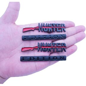 2PC Hunter Edition Emblem 3D Pumper Hood Door Badges Stick Scener Logo for Universal Vehicle ، Car ، Truck ، SuV Motorcycle Associory Decoration (Chrome Black) in Kuwait