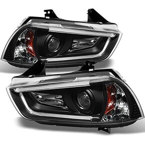 AKKON - For 2011-2014 Dodge Charger Black Bezel LED Daytime Running Lights Tube/Strip [Halogen Type] Projector Headlights LH+RH in Saudi Arabia