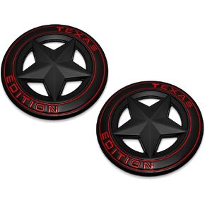 PTDECALS 2PCS Texas Star Emblem Texas Edition Auto Car Sticker ملصق شارات 7.5 سم (2.95 ") (2 PCS Black) in Kuwait