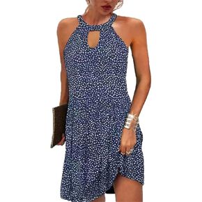 BIRW Women Summer Over The Knee Dress 2025 Casual Floral Halter Beach Vacation Sundresses with Pockets in Kuwait